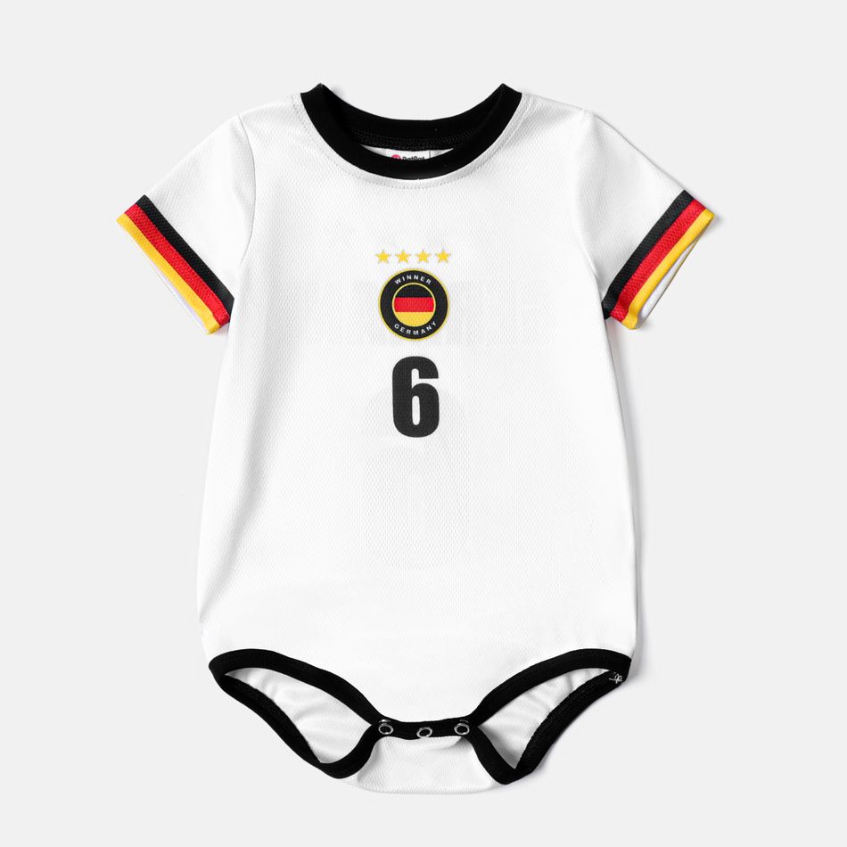 Family Matching Short-sleeve Graphic White Soccer T-shirts (Germany) Color block big image 11