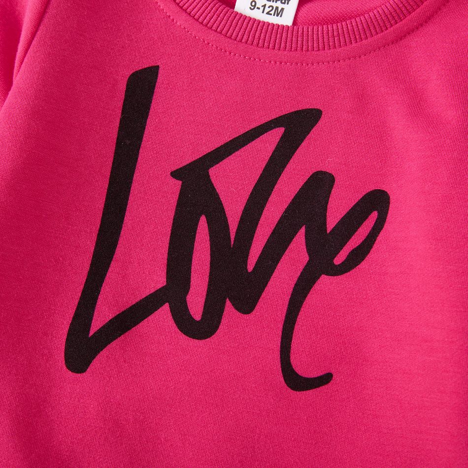 Valentine's Day Mommy and Me Letter Print Hot Pink Long-sleeve Sweatshirts Hot Pink big image 5