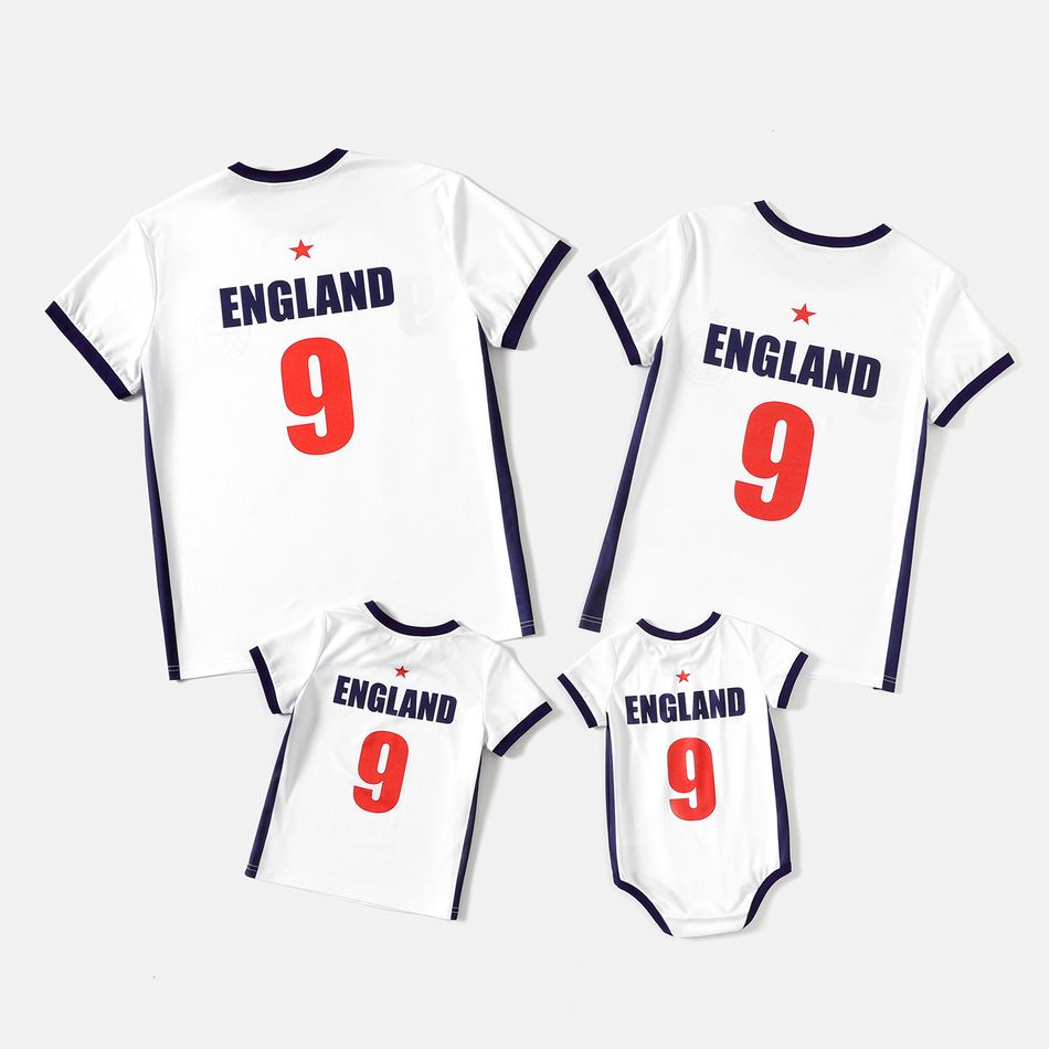 Family Matching Short-sleeve Graphic White Football T-shirts (England) White big image 2