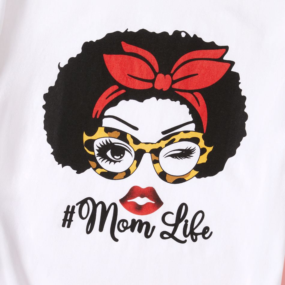 Mommy and Me 95% Cotton Short-sleeve Figure & Letter Print White T-shirts White big image 3