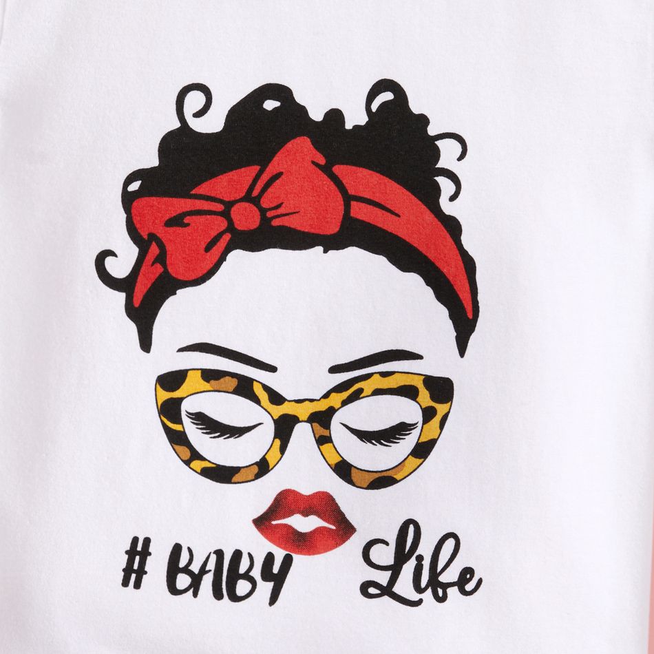 Mommy and Me 95% Cotton Short-sleeve Figure & Letter Print White T-shirts White big image 6