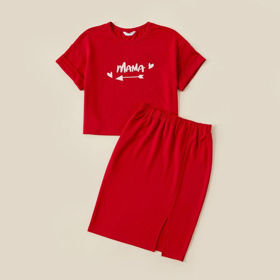 Valentine's Day Mommy and Me Short-sleeve Graphic Sets ColorBlock