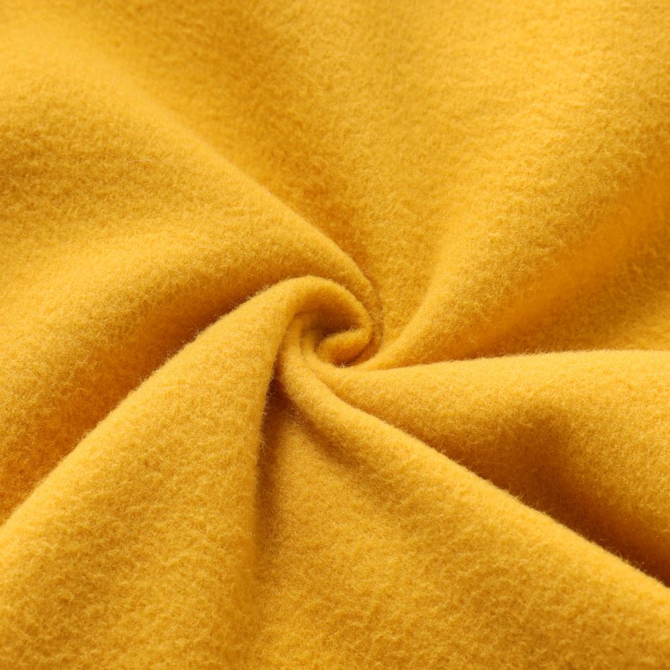 Kid Boy Letter Print Colorblock Fleece Lined Hoodie Sweatshirt Yellow big image 4