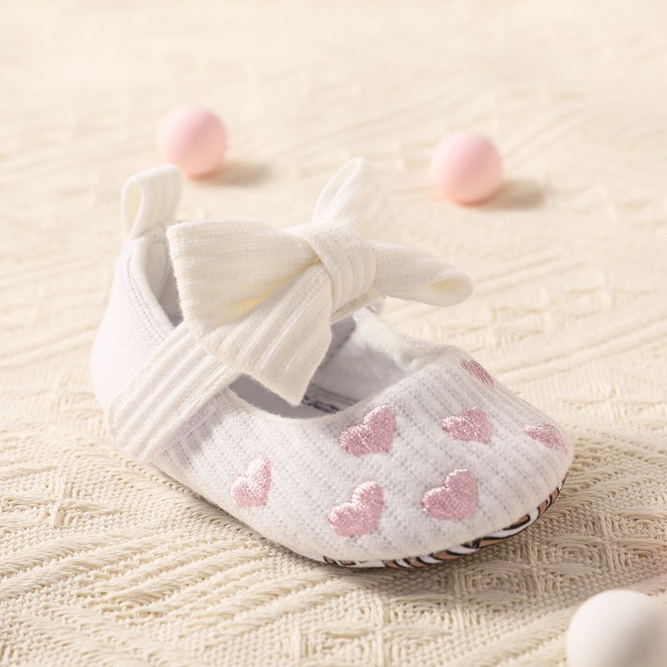 Baby / Toddler Heart Pattern & Bow Decor Prewalker Shoes White big image 3