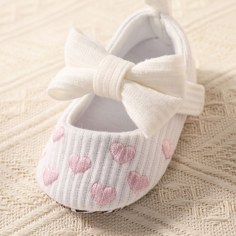 Baby / Toddler Heart Pattern & Bow Decor Prewalker Shoes White big image 5