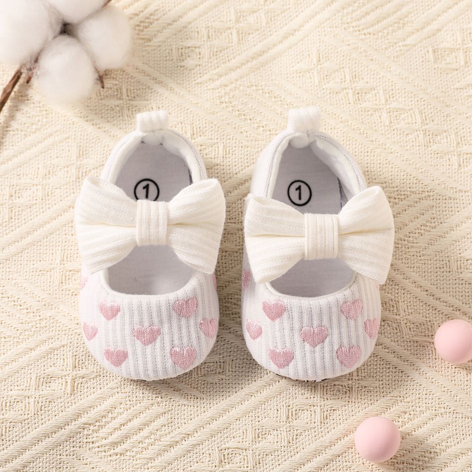 Baby / Toddler Heart Pattern & Bow Decor Prewalker Shoes White big image 2