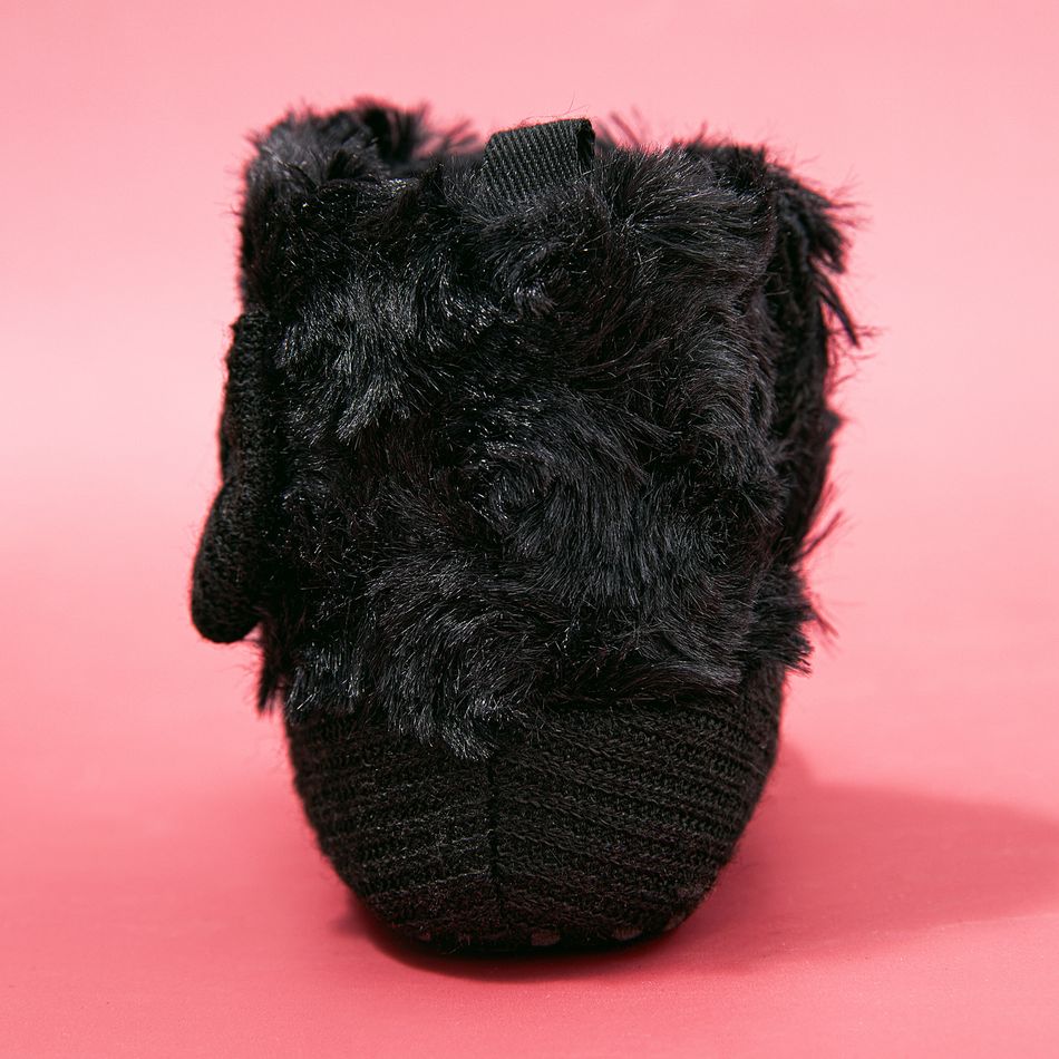 Baby / Toddler Bow Decor Fluffy Trim Thermal Prewalker Shoes Black big image 4