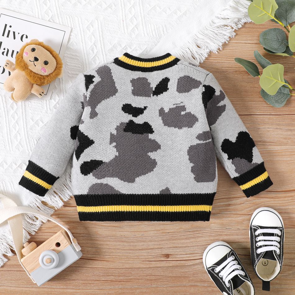 Baby Boy Lion Design Contrast Knitted Sweater Grey big image 2