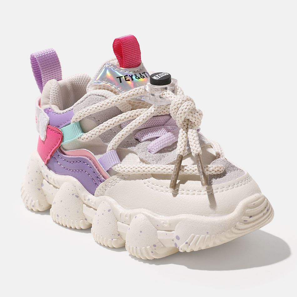 Toddler / Kid Letter & Holographic Detail Chunky Sneakers Pink big image 3