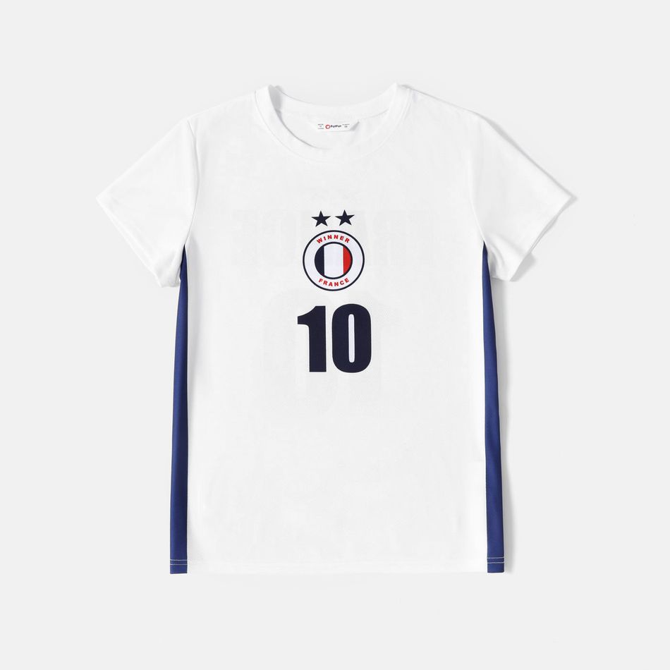 Family Matching Short-sleeve Graphic White Soccer T-shirts (France) White big image 8
