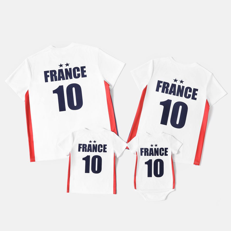 Family Matching Short-sleeve Graphic White Soccer T-shirts (France) White big image 3