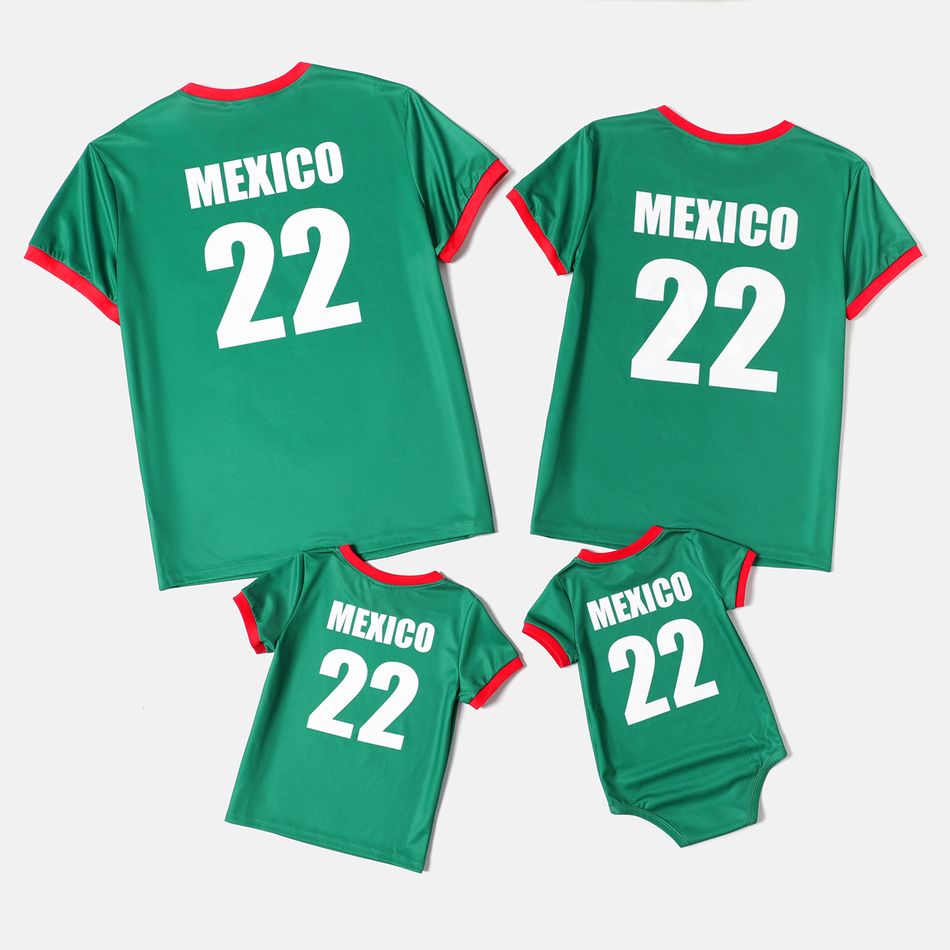 Family Matching Short-sleeve Graphic Green Soccer T-shirts (Mexico) Green big image 3
