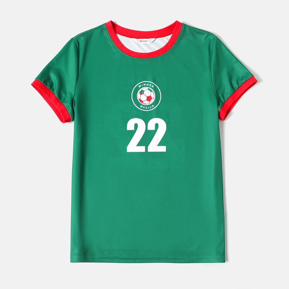 Family Matching Short-sleeve Graphic Green Soccer T-shirts (Mexico) Green big image 7