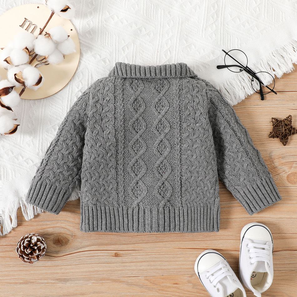 Baby Boy/Girl Button Front Thermal Grey Knitted Sweater Cardigan Grey big image 2