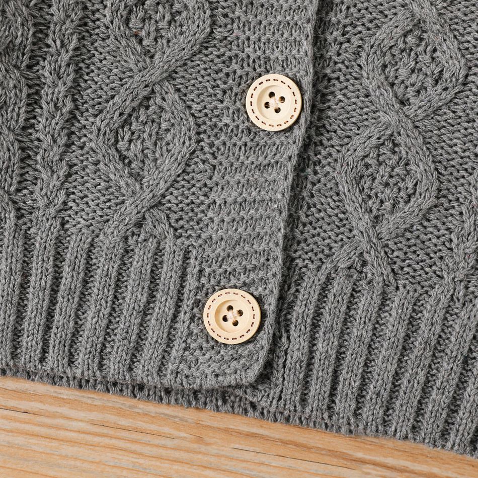 Baby Boy/Girl Button Front Thermal Grey Knitted Sweater Cardigan Grey big image 4