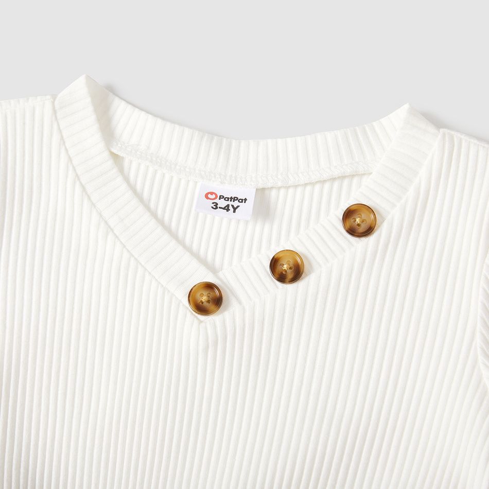Mommy and Me Two Tone Rib Knit V Neck Short-sleeve Belted Midi Dresses Coffee big image 4