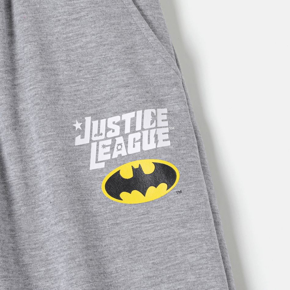 Justice League Justice League Kid Boy Logo Print Hoodie Sweatshirt/ Elasticized Cotton Pants Flecked Grey big image 3