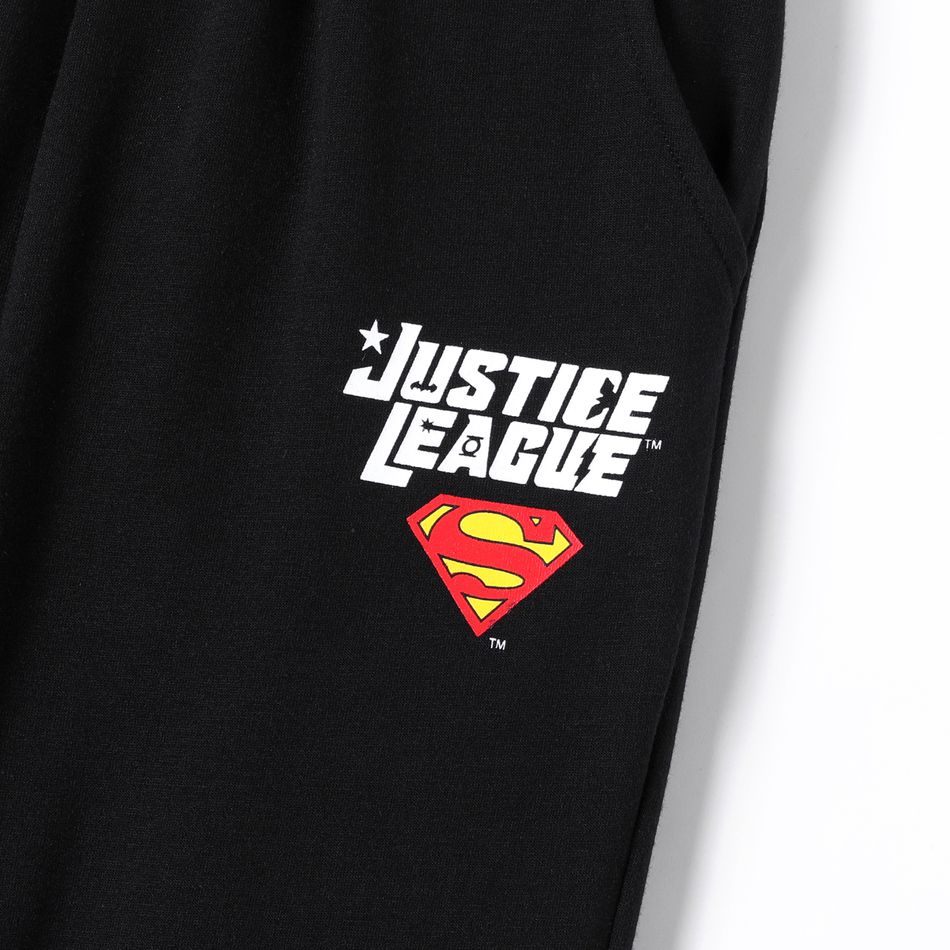 سروال قطن مطاطي بطبعة حروف للأولاد من Justice league أسود big image 4