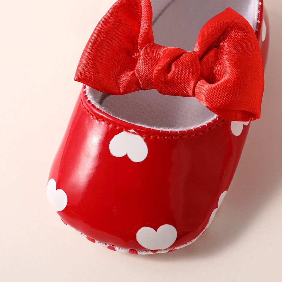 Baby / Toddler Heart Pattern & Bow Decor Prewalker Shoes Red big image 4
