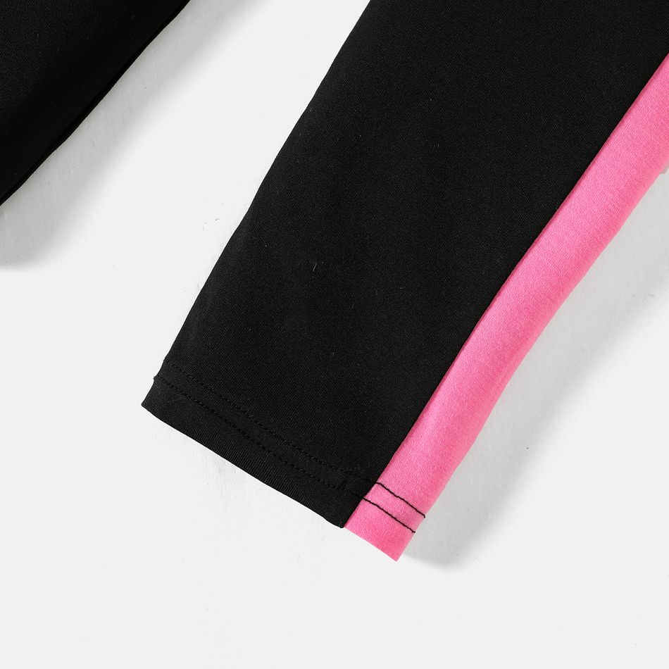 Looney Tunes 2pcs Kid Girl Tie Knot Long-sleeve Tee and Colorblock Leggings Set Black big image 4