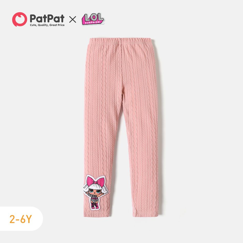 L.O.L. SURPRISE! Toddler Girl Cable Knit Textured Elasticized Leggings Pink big image 1
