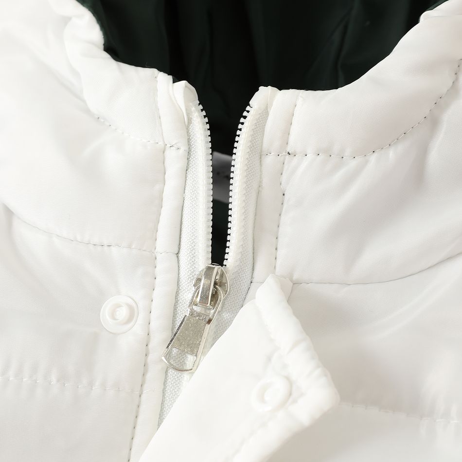 Baby Boy/Girl Colorblock Raglan-sleeve Thickened Thermal Coat Green/White big image 4