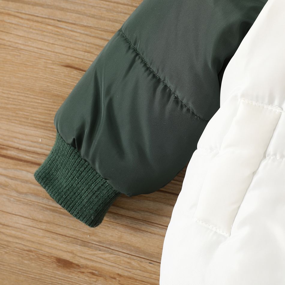 Baby Boy/Girl Colorblock Raglan-sleeve Thickened Thermal Coat Green/White big image 5