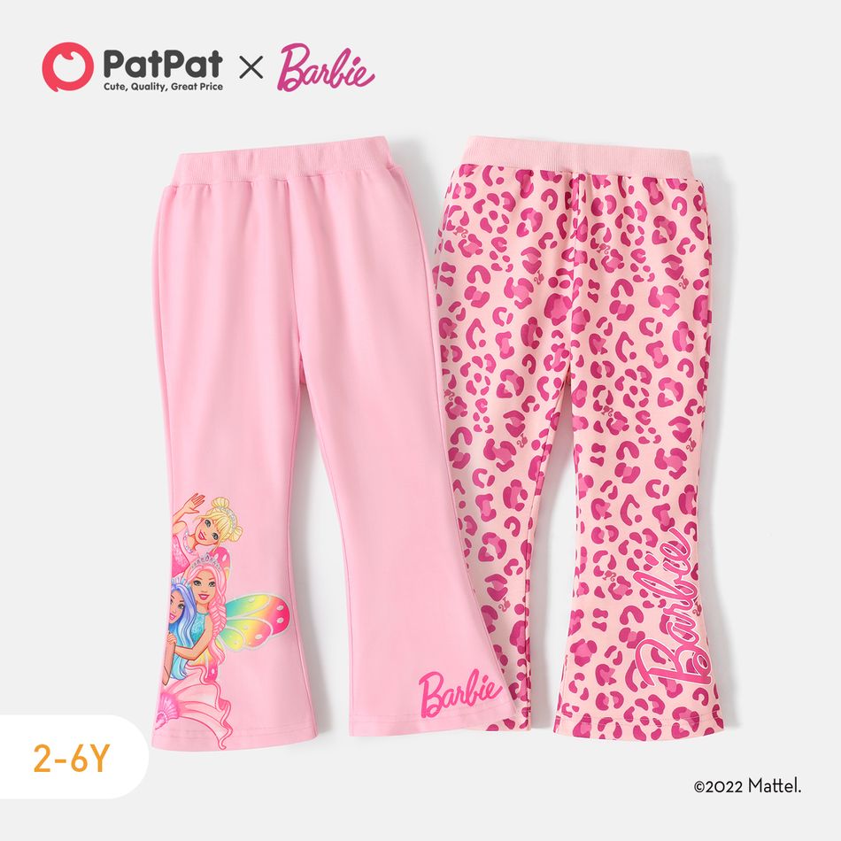 Barbie Toddler Girl Leopard/ Character Print Elasticized Flared Pants Pink big image 2