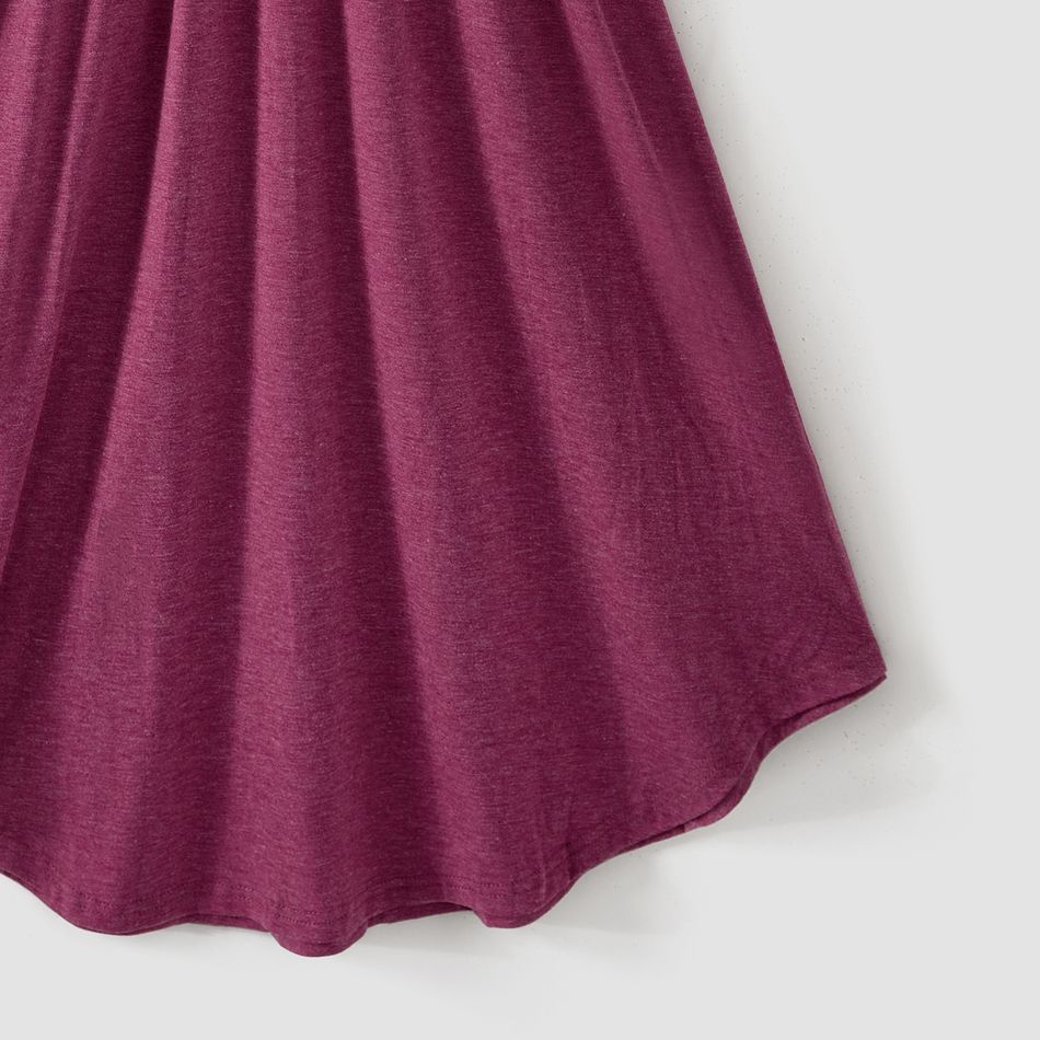 Family Matching Short-sleeve Striped Spliced Midi Dresses and Polo Shirts Sets purplewhite big image 5