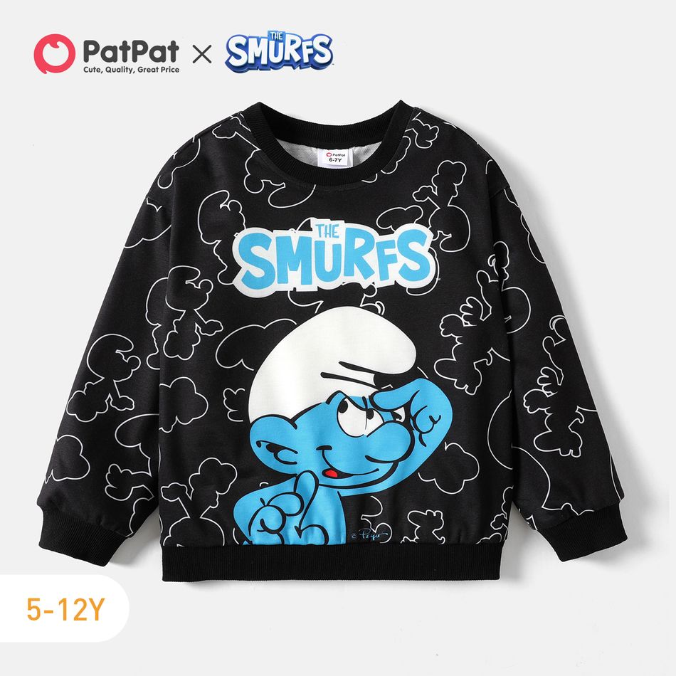 Smurfs Kid Girl/Boy Character Print Pullover Sweatshirt Black big image 1