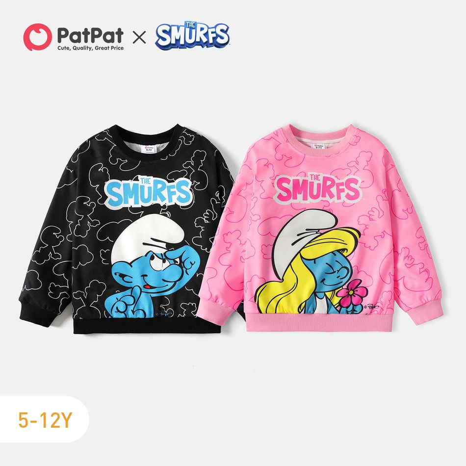 Smurfs Kid Girl/Boy Character Print Pullover Sweatshirt Black big image 2
