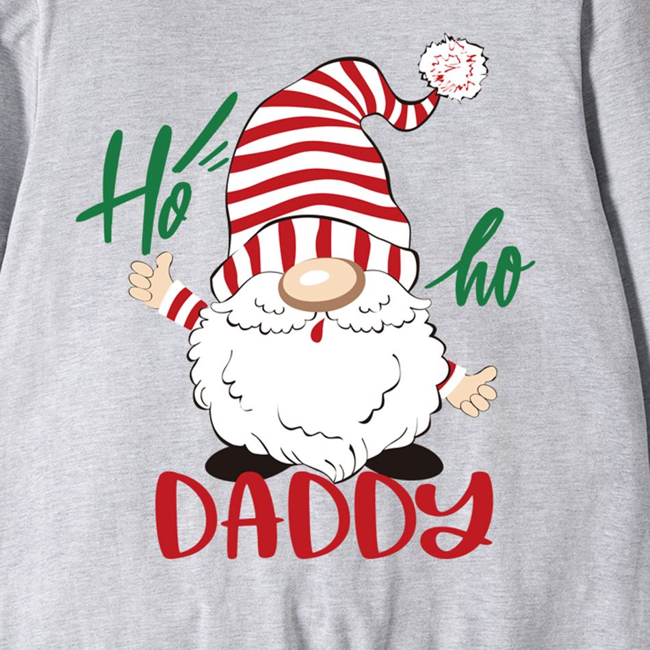 Christmas Family Matching 100% Cotton Long-sleeve Dwarf & Letter Print Red Sweatshirts Light Grey big image 3