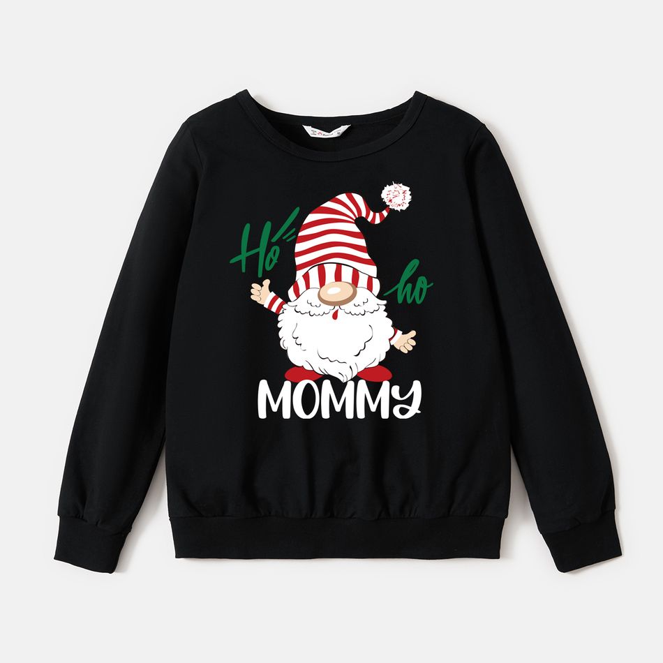 Christmas Family Matching 100% Cotton Long-sleeve Dwarf & Letter Print Red Sweatshirts Black big image 4