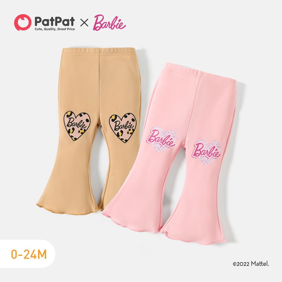 Barbie Baby Girl Graphic Print Flared Pants Khaki big image 6