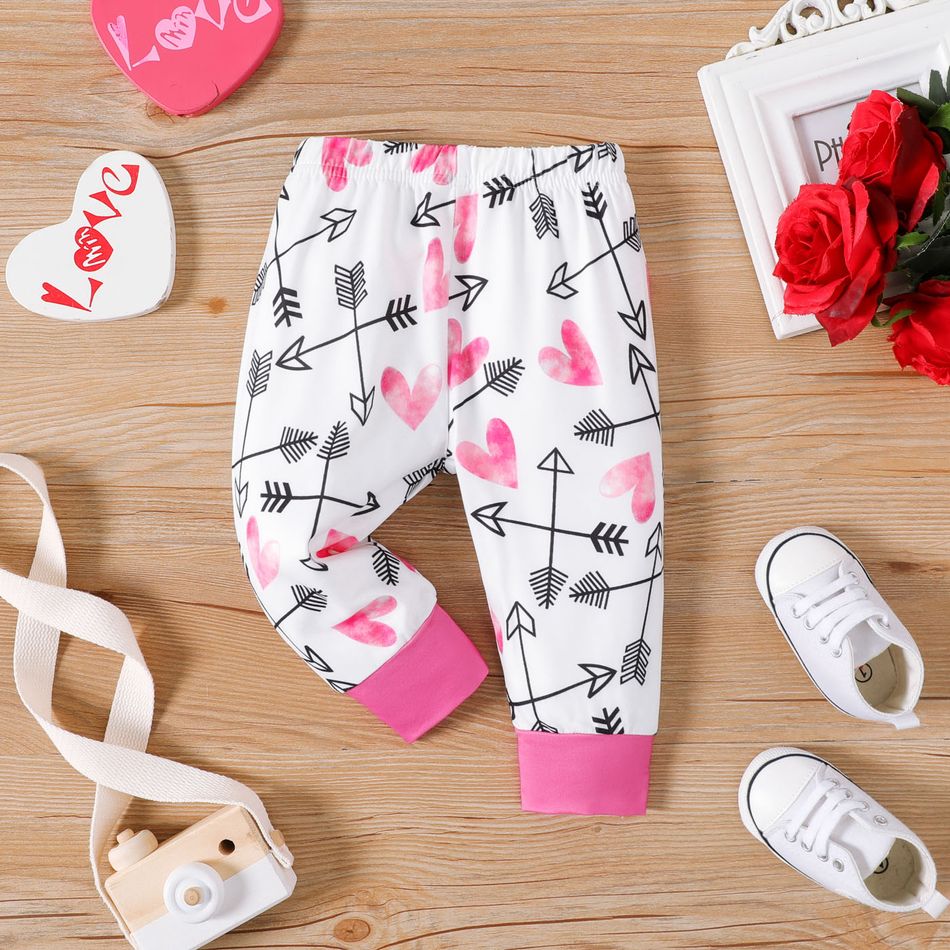 Baby Boy/Girl Allover Heart & Arrow Print Pants Hot Pink