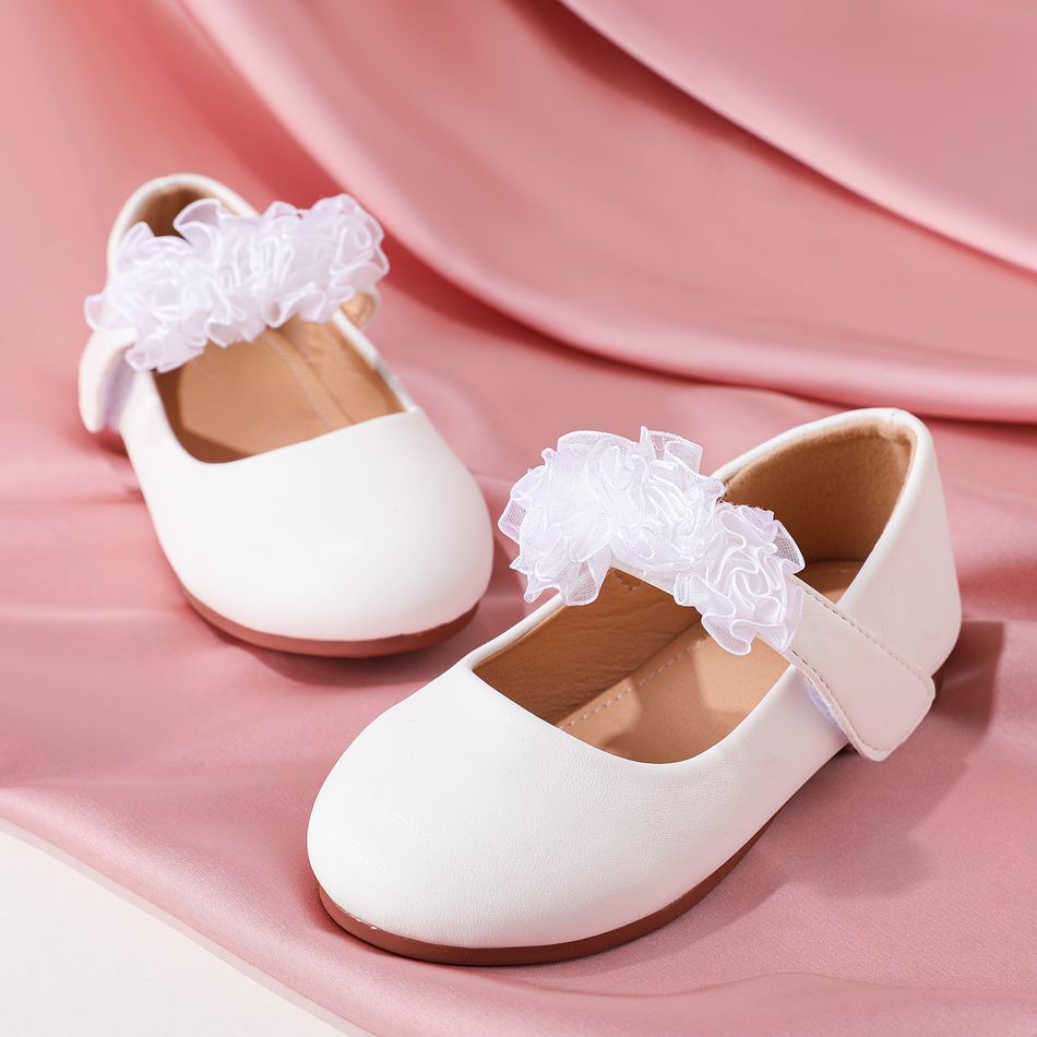 Toddler / Kid Mesh Floral Decor White Mary Jane Shoes White big image 2