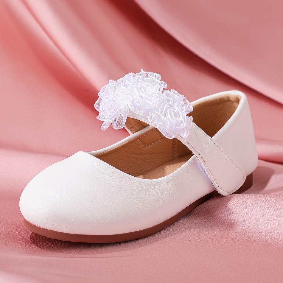 Toddler / Kid Mesh Floral Decor White Mary Jane Shoes White big image 3