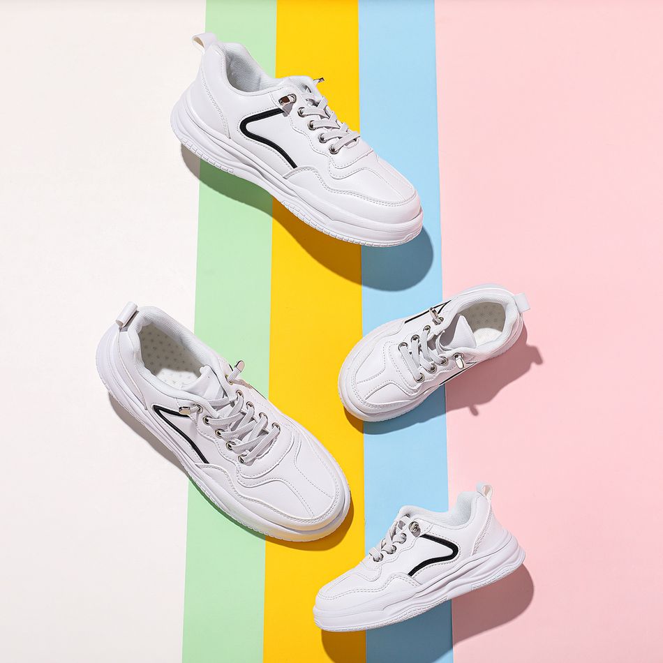 Family Matching Two Tone Lace Up Casual Shoes Black/White big image 1