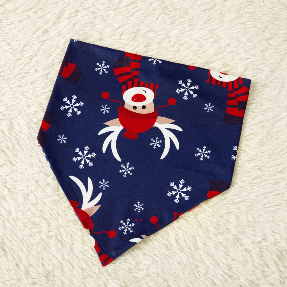 Merry Xmas Letters and Reindeer Print Navy Family Matching Long-sleeve Pajamas Sets (Flame Resistant) Dark blue/White/Red big image 15