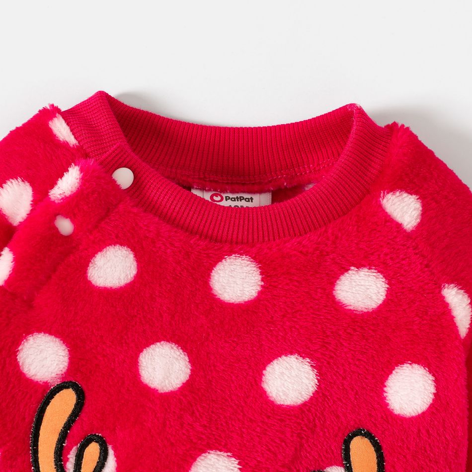 PAW Patrol Little Boy/Girl Animal Design Polka Dots Long-sleeve Thermal Flannel Jumpsuit Red big image 4
