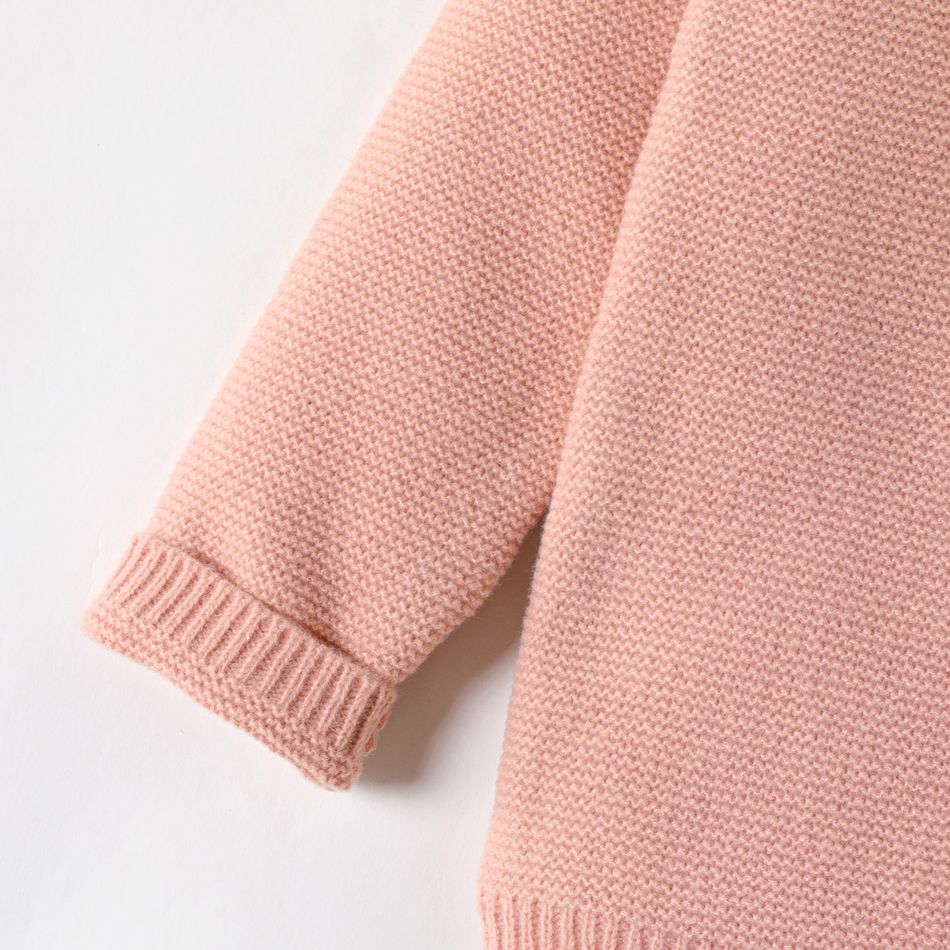 Kid Boy/Kid Girl Solid Color Hooded Knit Sweater Jacket Pink big image 5