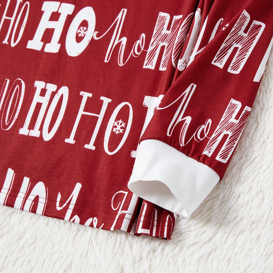 Christmas Family Matching Allover Letter Print Burgundy Long-sleeve Naia Pajamas Sets (Flame Resistant) Burgundy big image 4