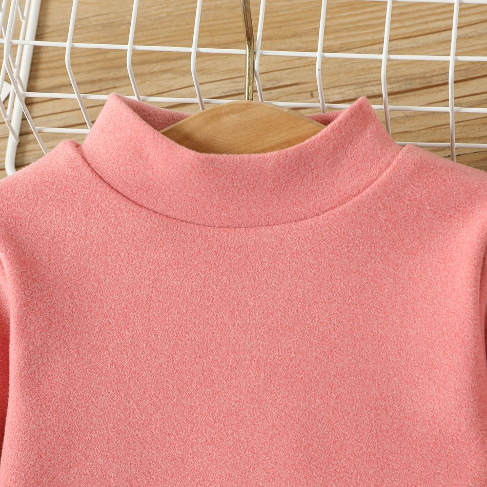 Baby Boy/Girl Solid Mock Neck Long-sleeve Top Pink big image 4