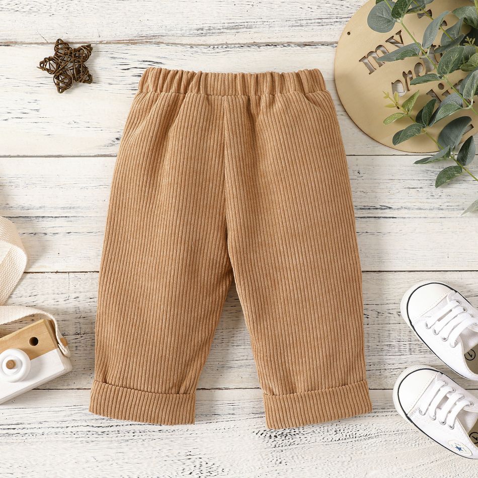 Baby Boy Khaki Corduroy Straight-fit Pants Khaki big image 2
