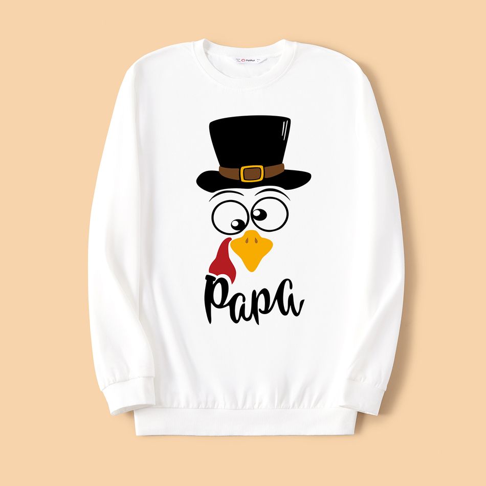 Thanksgiving Day Family Matching Turkey & Letter Print Long-sleeve Sweatshirts Color block big image 2