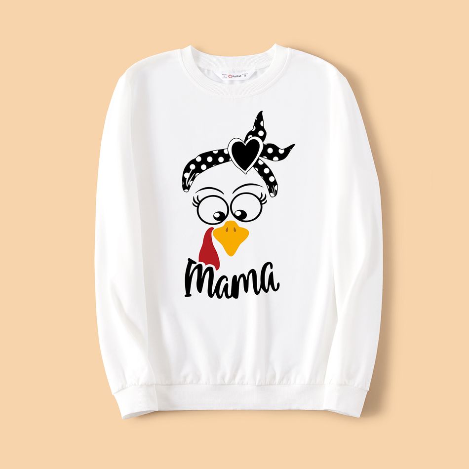 Thanksgiving Day Family Matching Turkey & Letter Print Long-sleeve Sweatshirts Color block big image 5