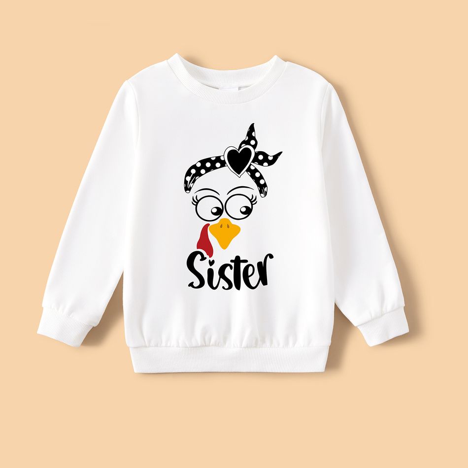 Thanksgiving Day Family Matching Turkey & Letter Print Long-sleeve Sweatshirts Color block big image 11