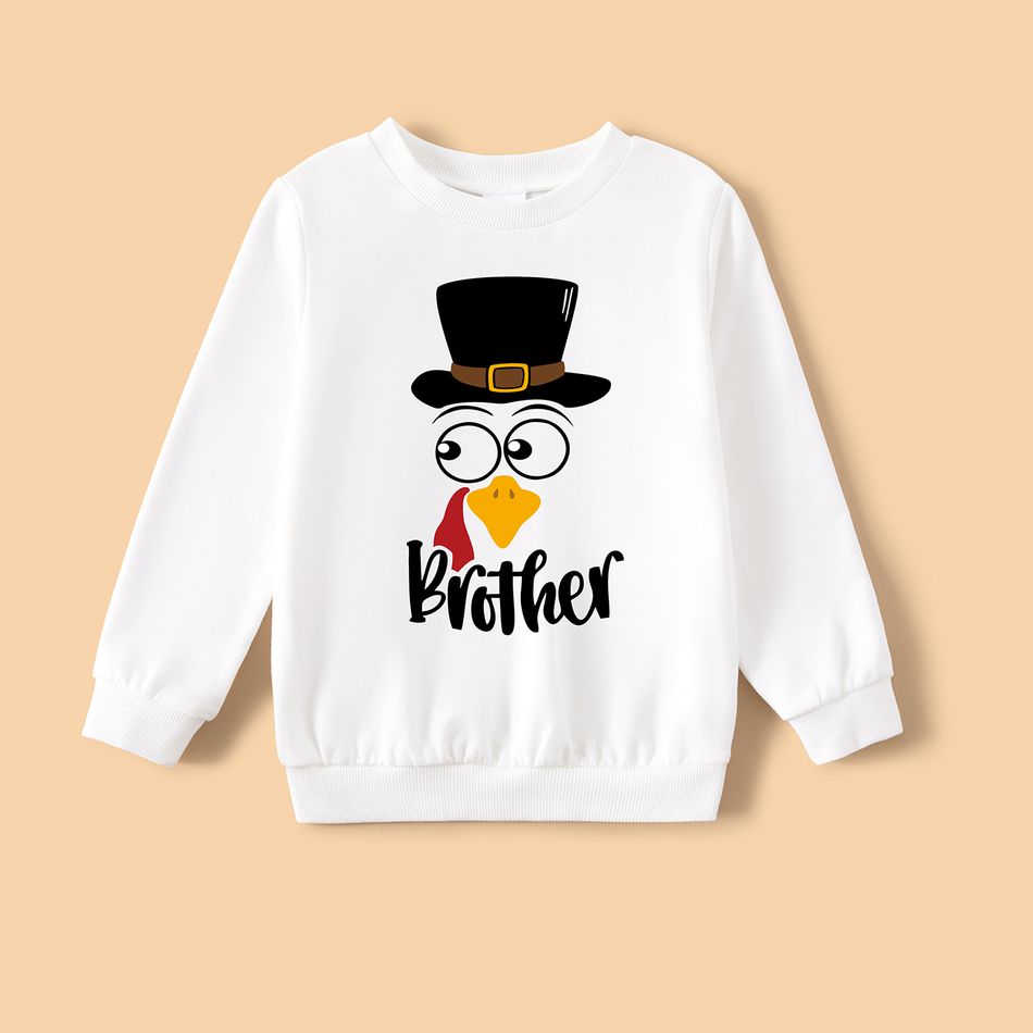 Thanksgiving Day Family Matching Turkey & Letter Print Long-sleeve Sweatshirts Color block big image 8