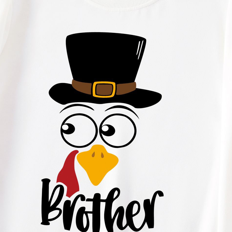 Thanksgiving Day Family Matching Turkey & Letter Print Long-sleeve Sweatshirts Color block big image 9