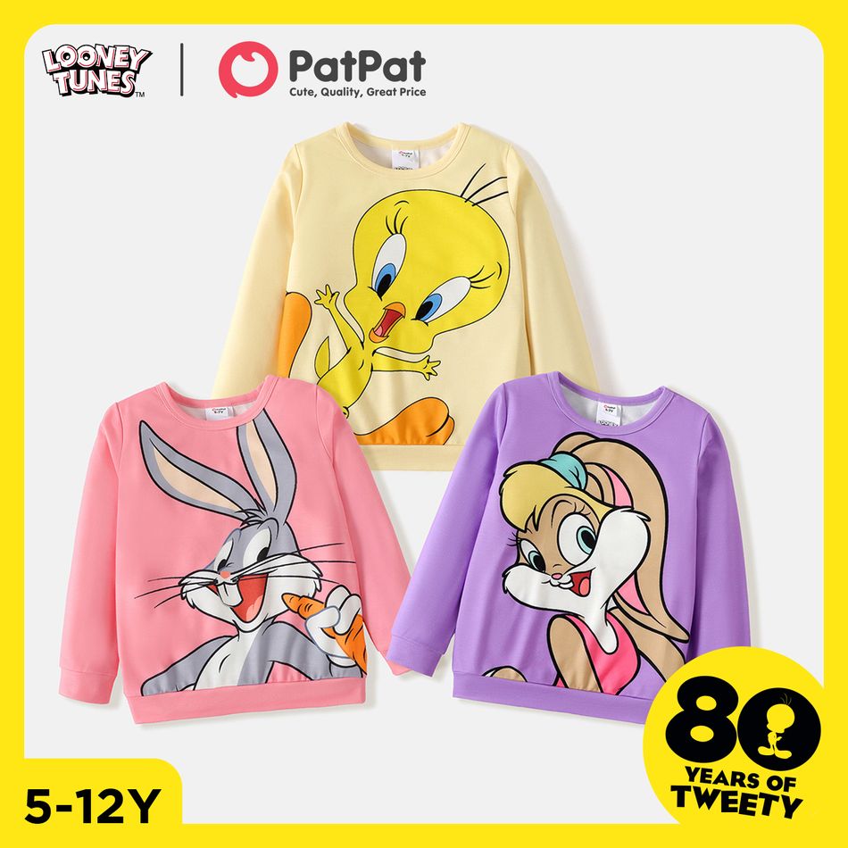 Looney Tunes Kid Girl Characters Print Pullover Sweatshirt Pink big image 7
